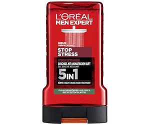 L'Oréal Men Expert Gel doccia e shampoo per uomini, bagno doccia per la pulizia del corpo, dei capelli e del viso, cura del corpo da uomo per una freschezza duratura con profumo aromatico, stop