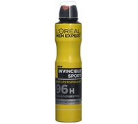 L'Oréal Men Expert Invincible Sport 96H Spray anti-traspirante, combatte il sudore e gli odori, con magnesia e fresco profumo legnoso, per uomini attivi, secchezza a lunga durata, 6 x 250 ml