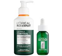 L'Oréal Men Expert - Routine anti-imperfezioni, gel schiumogeno purificante + siero, arricchito con acido salicilico e niacinamide Derma Control 260 ml + 30 ml