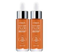 L'Oréal Paris Accord Parfait Nude Siero Colorato Rimpolpante Formula con 1% di Acido Ialuronico Puro Anti-Age Idratante per Pelli Sensibili Colore 7-8 Tan Deep - 2 Flaconi da 30ml