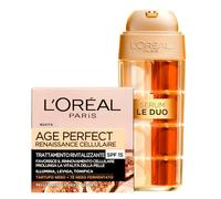 L'Oréal Paris Age Perfect Siero Anti-età Le Duo Rassodante e Illuminante con Collagene Vitamine B3 e C 30ml + Age Perfect Renaissance Cellulaire Crema Viso Rivitalizzante SPF15 con Tè Nero 50ml