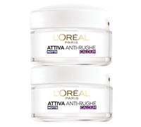 L'Oréal Paris Attiva Anti-Rughe 55+ Calcium Crema Viso Trattamento Densificante Notte Ridensificante Idratante Elasticizzante Definisce i Contorni del Viso Lunga Durata 24H - 2 Barattoli da 50ml
