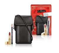 L'Orèal Paris, Borsino con Rossetto Satin Color Riche 345 Cherry Crystal e Matita Nera Le Khôl Naturel Paradise, Per un Trucco Intenso e Ammaliante