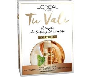 L'Oréal Paris Box di Natale Age Perfect con Siero Anti-Età Le Duo e Pietra Gua Sha, Per Tutti i Tipi di Pelle, Doppia Azione Rassodante e Illuminante, Con Collagene e Vitamine B3 e C, 30 ml