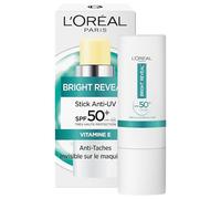 L'Oréal Paris Bright Reveal Stick Anti-UV SPF50+ Antimacchia, Vitamina E 9 | Protezione UVB e UVA, finitura invisibile tutte le carnagioni, formato nomade stick, idratazione immediata