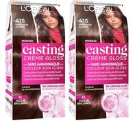 L'Oréal Paris Casting Crema Gloss Colorazione Tono su Tono per Capelli - Senza Ammoniaca - Marrone Ghiacciato (415), 1 Unità (Confezione da 2)