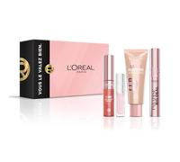 L'Oréal Paris - Cofanetto per trucco naturale Glow 4 prodotti Mascara Blush | Lumi Glotion 902 Light Glow, Gloss Plump Ambizione acido ialuronico, Sguardo intenso, Labbra rimpolpate