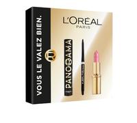 L'Oréal Paris - Cofanetto regalo - Mascara Panorama All Night Black, Eyeliner Infaillible Grip Liner Nero, Rossetto Color Riche Raso Rosa Tenero - Dimensioni reali