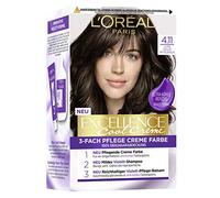 L'Oréal Paris Colorazione Permanente per Capelli con Risultato di Colore, 100% Copertura dei Capelli Bianchi, Set con Colorazione, Shampoo e Crema Cura, Excellence Cool Creme, Nr. 4.11 Ultra Castano
