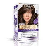 L'ORÉAL PARIS - Colore permanente per capelli, triplice cura, antiriflesso, giallo, copre i capelli bianchi al 100% - crema eccellente - sfumatura: marrone cenere ultra (4.11)