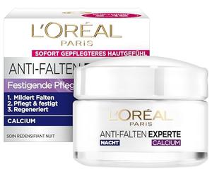 L'Oréal Paris Confezione da 1 Crema Viso Antirughe Experte 55+ Crema Notte per Donne dai 55 Anni con Calcio 1 x 50 ML