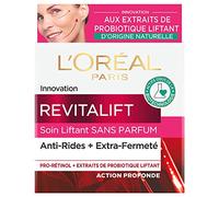 L'Oréal Paris - Crema da giorno anti-invecchiamento, trattamento Giorno antirughe e extra compattezza, con estratti di probiotico liftant naturale, senza profumo, tutti i tipi di pelle, Revitalift, 50