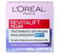 L'Oréal Paris Revitalift Filler Trattamento Notte Rivolumizzante Anti-Rughe con Acido Ialuronico a Lunga Durata, Idratazione per 7 Giorni, Riduce le Rughe e Rimpolpa la Pelle, 50ml
