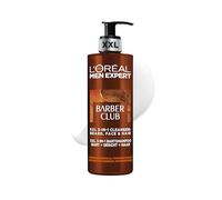 L'Oréal Paris Detergente 3 in 1, Per Barba, Viso e Capelli, Residui della Barba Rimossi, Pelle Più Idratata, Capelli Più Morbidi, Adatto Anche a Pelli Sensibili, Barber Club, Men Expert, 400 ml