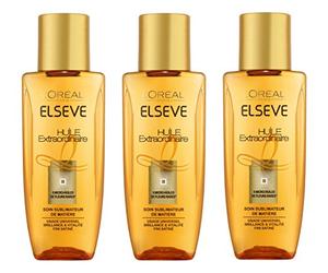 L'Oréal Paris Elsève - Trattamento per capelli, olio straordinario universale, 50 ml, set di 3