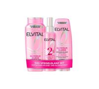 L'Oréal Paris Elvital Glycolic Gloss - Set lucidante a specchio, con shampoo, balsamo e leave-in siero