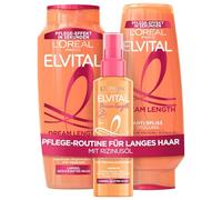L'Oréal Paris Elvital - Routine per la cura dei capelli lunghi e danneggiati, set Dream Length con shampoo da 300 ml, balsamo da 250 ml e spray protettivo dal calore da 150 ml, formula con olio di