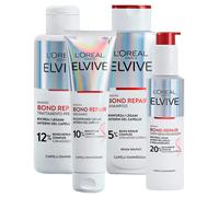 L'Oréal Paris Elvive Bond Repair Balsamo Capelli Danneggiati 150ml + Siero Senza Risciacquo Riduce Doppie Punte 150ml + Trattamento Pre-Shampoo con Acido Citrico 200ml + Shampoo Senza Solfati 200ml