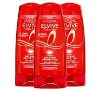 L'Oréal Paris Elvive Color-Vive Balsamo Protettivo per Capelli Colorati o con Meches Formula Nutriente Ravvivante Illuminante con Estratto di Peonia Rossa e Filtro UV - 3 Flaconi da 400ml