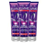 L'Oréal Paris Elvive Color-Vive Purple Balsamo Anti-Giallo per Capelli Schiariti Biondi Decolorati Chiari Grigi Formula Nutriente con Pigmenti Viola e Filtro UV Protettivo - 3 Flaconi da 150ml
