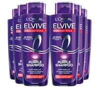 L'Oréal Paris Elvive Color Vive Purple Shampoo Anti Giallo per Capelli Grigi e Biondi Decolorati Neutralizza Sfumature Gialle e Arancioni - 6 Flaconi da 200ml