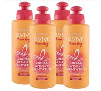 L'Oréal Paris Elvive Dream Long Bye-Bye Doppie Punte Crema Districante Senza Risciacquo Formula ad Azione Sigillante Rinforzante Illuminante per Capelli Lunghi e Danneggiati - 4 Flaconi da 200ml