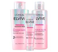 L'Oréal Paris Elvive Glycolic Gloss Balsamo da 150ml + Shampoo da 200ml + Trattamento Laminazione 5 Minuti da 200ml Set per Capelli Spenti e Porosi Lucentezza Intensa e Duratura - 3 Flaconi