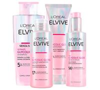 L'Oréal Paris Elvive Glycolic Gloss Balsamo da 150ml + Shampoo da 200ml + Siero Senza Risciacquo da 150ml + Trattamento Laminazione 5 minuti da 200ml per Capelli Spenti e Porosi - 4 flaconi
