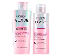 L'Oréal Paris Elvive Glycolic Gloss Shampoo con Acido Glicolico per Capelli Porosi e Spenti da 200ml + Trattamento Laminazione 5 minuti Sigilla Cuticole e Lucentezza Intensa da 200ml - 2 Flaconi