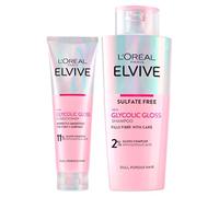 L'Oréal Paris Elvive Glycolic Gloss Shampoo Illuminante con Acido Glicolico 200ml + Balsamo Riparatore per Capelli Porosi e Spenti Lucentezza Intesa e Duratura Effetto Seta 150ml - Set da 2