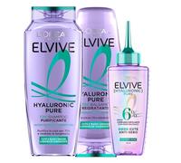 L'Oréal Paris Elvive Kit Purificante, Per Capelli Grassi, Siero Anti-Sebo, Shampoo Anti-Impurità, e Balsamo Reidratante, Con Acido Salicilico e Ialuronico, Hyaluronic Pure, 120 ml, 250 ml, 250 ml