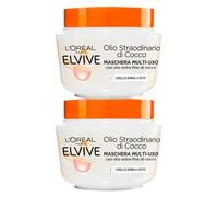 L'Oréal Paris Elvive Olio Straordinario di Cocco Maschera Multi-Uso Nutriente Idratante Capelli da Normali a Secchi - 2 Barattoli 300ml