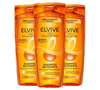 L'Oréal Paris Elvive Olio Straordinario Shampoo Nutriente con 6 Oli di Fiori Preziosi per Capelli Secchi e Spenti - 3 Flaconi da 400ml