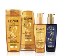 L'Oréal Paris Elvive Routine Completa per Capelli Secchi con Shampoo, Balsamo, Olio Sublimatore Giorno e Siero Notte Midnight, Lucentezza Straordinaria e Nutrimento Intenso, Olio Straordinario