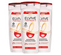 L'Oréal Paris Elvive Total Repair 5 Shampoo Riparatore per Capelli Danneggiati Formula Rinforzante Concentrato Riparatore 2% Keratina con Estratti di Calendula e Ceramide - 3 Flaconi da 400ml