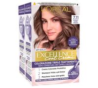 L'Oréal Paris Excellence Cool Creme Tinta Capelli Permanente Colorazione Triplo Trattamento Tecnologia Viola Anti-Giallo Crema Colorante Protettiva 7.11 Biondo Ultra Freddo - 2 Confezioni