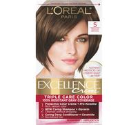 L'Oreal Paris Excellence Creme Colorazione Permanente Tripla Cura per Capelli 5 Castano Medio Copertura Grigia Fino a 8 Settimane Tutti i Tipi di