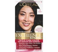L'Oreal Paris Excellence Creme Permanent Triple Care Haarfarbe 1 Schwarzgrau, Deckkraft bis zu 8 Wochen, alle Haartypen, 1er-Pack
