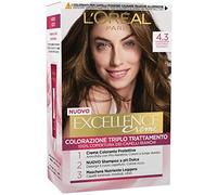 L'Oréal Paris Excellence Creme, Tinta Colorante con Triplo Trattamento Avanzato, Copre i Capelli Bianchi per un Risultato a Lunga Durata, 4.3 Castano Dorato