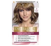 L'Oréal Paris Excellence Crème - Tintura Permanente per Capelli, Radiante a Casa, Copertura Fino al 100% Grigio, Pro-cheratina, 8 Settimane di Colore, 7 Biondo Scuro Naturale