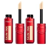 L'Oréal Paris Fondotinta Correttore 2in1 Skin Ink Semipermanente 48h Light Warm 100 Finish Matte No Transfer Texture Leggera - 2 Flaconi da 15ml