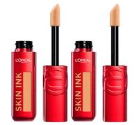 L'Oréal Paris Fondotinta Correttore 2in1 Skin Ink Semipermanente 48h Medium Cool 318 Finish Matte No Transfer Texture Leggera - 2 Flaconi da 15ml