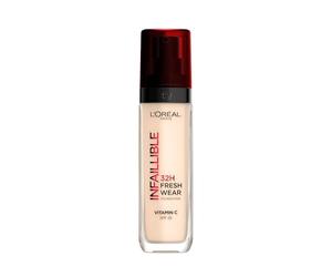 L'Oréal Paris Fondotinta liquido, copertura completa, usura duratura, con vitamina C e SPF 25, infallibile 32H Fresh Wear, 10
