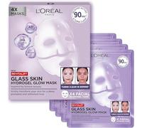 L'Oréal Paris Glass Skin Hydrogel - Set di 4 maschere per pelle imbottita, idratante e levigante, con acido ialuronico, Revitalift Filler, 100 g