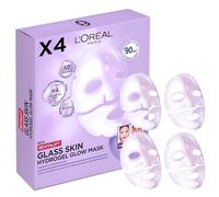 L'Oréal Paris Glass Skin Hydrogel - Set di 4 maschere per pelle imbottita, idratante e levigante, con acido ialuronico, Revitalift Filler, 100 g