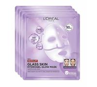 L'Oréal Paris Glass Skin Maschera in Idrogel, Per Tutti i Tipi di Pelle, Pelle Luminosa e Radiosa, Risultati Istantanei, Trend Coreana, Con Acido Ialuronico e Centella Asiatica, Revitalift, 4pz
