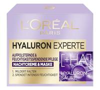 L'Oréal Paris Hyaluron Experte crema notte & maschera viso con due tipi di acido ialuronico per pelle assorbita e idratata, 50 ml