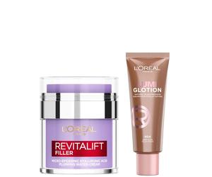 L'Oréal Paris Hyaluronic Filler Water Cream & Lumi Glotion Bundle (Various Shades) - 904 Deep Glow 904 Deep Glow