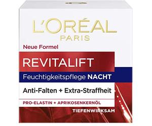 L'Oréal Paris Idratante notte per le donne: garantisce una pelle più tonica e ammorbidisce le rughe e rafforza la barriera protettiva della pelle durante la notte con olio di semi di albicocca,