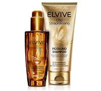 l'Oréal Paris Kit Capelli Elvive Olio Straordinario, Include 1 Più di uno Shampoo e 1 Olio per Capelli Secchi ad Azione Nutriente per Capelli Secchi